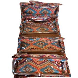 JM New York Aztek Pattern Roll Up Travel Toiletry Bag 4  removable compartments